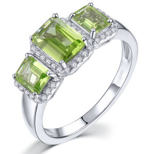 Lohaspie Jewelry Genuine 2.5 Carats Solid Sterling Silver 925 Ring Original Natural Black Spinel Peridot Ring 925 Silver Ring With Stone Peridot Birthday Gift For Women Jewelry