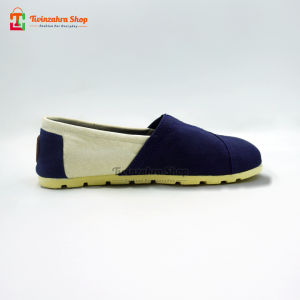 Sepatu Wakai Slip On Pria wanita Dewasa Paling Simpel Terbaru Kasual Selop Kekinian Navy Krem