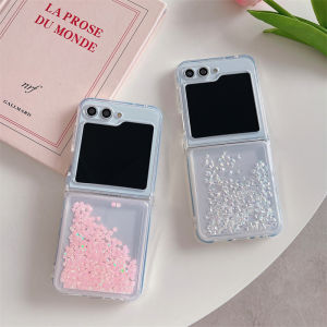 Glitter Rhinestones Case for Samsung Z Flip 6 Dynamic Glossy Drill Liquid Telephone Cover Luxury Folding Screen Shell Women Capa