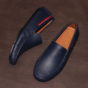 Giày Mọi Nam MICHILUX Classic Moccasin CSMS0 Da Bò Thật Màu Navy