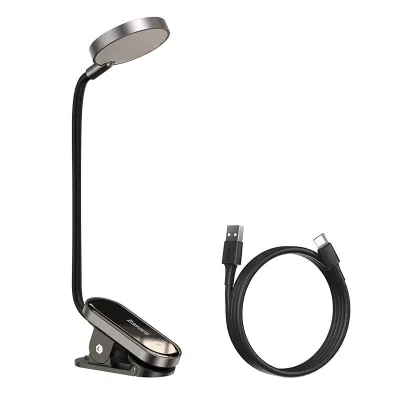 Baseus LED Lighting Clip Lamp Stepless Dimmable Touch Control Mini Night Light Rechargeable Eye Protection USB Charging for Reading Study