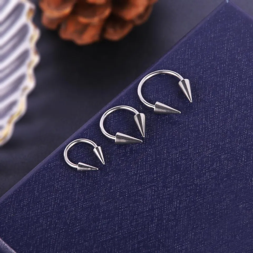 ZS PC 8/10/12mm Stainless Steel Horseshoe Nose Piercing 16G Cone