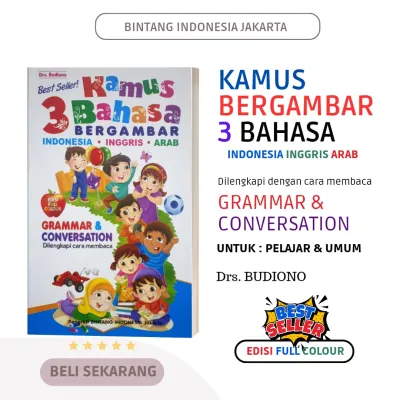 KAMUS 3 BAHASA BERGAMBAR INDONESIA - INGGRIS - ARAB (Putih)