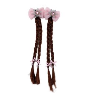 HEALMEYOU 2pcs Snowflake Girls Braids Wig Cute Synthetic Cartoon Bow Ponytail Princess Hair Extension Kids Ponytail Children
