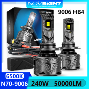 Novsight N70 6500K Super Bright LED Lights for Car 9006 HB4 ED Headlight Bulb High Low Beam Fog Light 240W 50000LM Plug&Play with Decoding Harness 2Pcs 1 Year Warranty Free Shipping