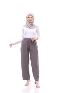 Loose Pants Trousers Wanita - Celana Anti Kusut - Celana Kulot Wanita - Celana Kantor Formal / Casual 332/662 WARNA ABU TUA