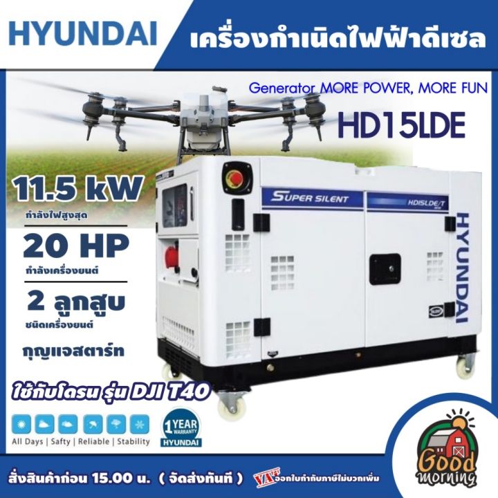HYUNDAI HD15LDE เครื่องปั่นไฟดีเซล 11.5 kW 2 สูบ