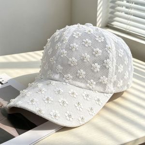 538TD Embroidery Lace Baseball Cap Breathable Adjustable Visors Cap Casual Sunscreen Embroidered Flower Baseball Hat Women
