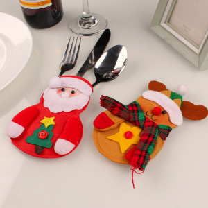 New Cute Christmas Knife Fork Covers New Year Cookware Gift Decoration Christmas Cutlery Holder Bags Kitchen Storage Accessories