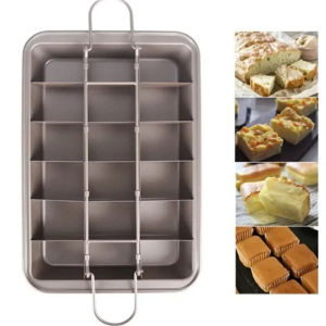 Non Stick Brownie Pan with Dividers Kitchen Baking Tray Cake Mold 18 Cavity Square Bread Baking Mold Carbon Steel Cake Bakeware2026