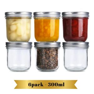 Mason Jars with lids 6pack 300ml Organiser Canister for Home Storage