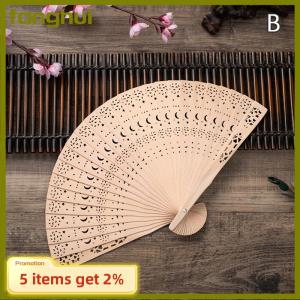 fanghui Fashion Wedding Hand Fragrant Party Carved Bamboo Folding Fan Chinese Wooden Fan Vintage Hollow Antiquity Folding Fan Home Decor