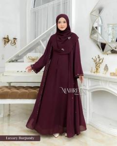 Abaya Gamis Mahreen Bahan Ceruty Babydol Mix Payet Swarovski Abaya Wanita Mewah Muslimah Modern