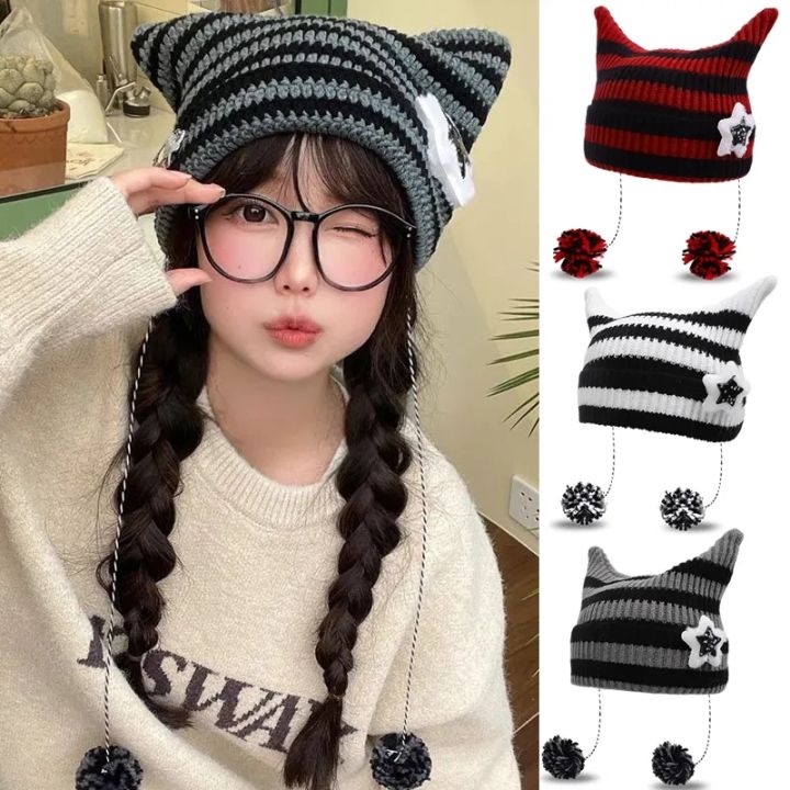 Grape Hat Y2K Beanies Vintage Grunge Crochet Hats For Women Kawaii