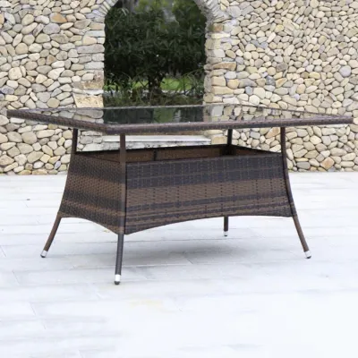 KIMDELIN Outdoor Patio Furniture Rattan Table and Chair Brown color