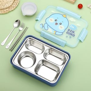 Two Choices 304 Stainless Steel Cute Cartoon Kids Lunch Box Leak-proof With Soup Bowl Bekas Makanan Budak2 儿童不锈钢卡通饭盒