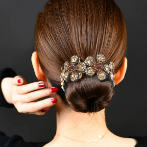 Gnker Crystal Rhinestone Hair Claw Flower Hair Clip Barrette Crab Ponytail Holder Hair Accessory for Women