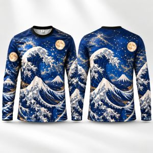 Mens Plus Size Japanese Wave Graphic Long Sleeve Motorcycle Sports Jersey LA011