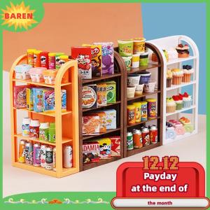 BAREN 1:12 Dollhouse Miniature Supermarket Shelf Display Stand Storage Rack Scene Decor Toy Doll House Accessories