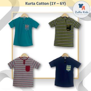 Kurta Budak Lengan Pendek Cotton Tshirt Comel/Kurta Kanak-kanak murah [1Y - 6Y]