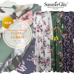 SummerGlitz Maternity & Nursing Floral Jubah Long Dress | Maxi Baju Bunga Mengandung Menyusu Labuh