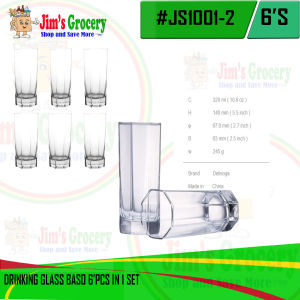 JIMS DELISOGA DRINKING GLASS baso by 6PCS #JS1001-2 ( SOLD BY 1 SET )