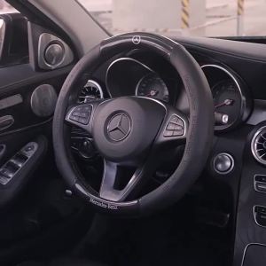 Car steering wheel cover for Mitsubishi Triton Outlander Mirage ASX Lancer EVO PAJERO GRANDIS GALANT Xpander leather steering wheel cover handlebar cover
