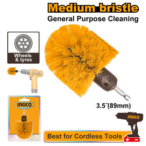 INGCO แปรงขัดอเนกประสงค์แบบหัวกลม  แกน 1/4 นิ้ว Hex รุ่น WCBM1360 ( Medium bristle brush )