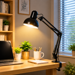 Happihaus LED Desk Lamp Metal Adjustable Arm Work Lights Office Study Reading Table Lights With Clip