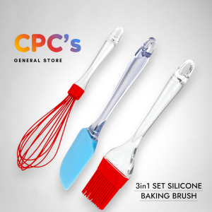 3in1 SET SILICONE BAKING BRUSH/SPATULA/EGG BEATER WITH CLEAR HANDLE/KITCHEN UTENSILS/BUTTER BRUSH Bakeware Pastry