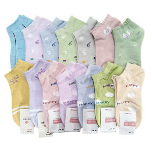 Kaos Kaki Pendek Semata kaki Wanita Motif Fashion Korea Cute Socks isi 5 Pasang