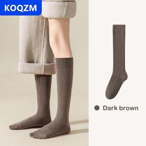 [COD] KOQZM Mùa Đông Ấm Dài Vớ Ống Dày Ống Cao Hơn Đầu Gối Dài Đến Đầu Gối Vớ Vớ Terry Rắn Màu Phụ Nữ Dày Bê Socking