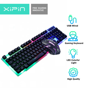 GTX300 Colorful RGB LED Backlight Ergonomic USB Wired Mechanical Gaming Keyboard and Mouse SET for PC Laptop