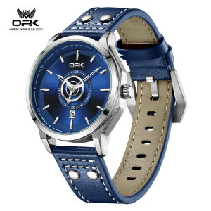 OPK Watch For Mens Waterproof Original Casual Fashion Watches Leather Calendar Luminous Gift For Boyfriend Mens Watch