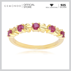 Gemondo แหวนเงินแท้ 925 Sterling Silver ประดับทับทิม (Ruby) ดีไซน์เกลียวคลื่น : แหวนพลอยผู้หญิง