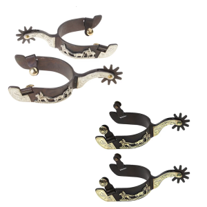 Horse Boot Spur Hand Carved Decoration with Gear Western Cowboy Horse Spur Mild Steel Horse Boot Spur Enduring