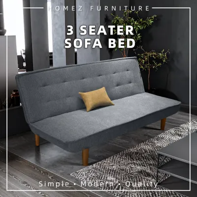 (FREE SHIPPING) KitchenZ 3 Seater Sofa Bed With Rubber Wood Leg - ZLB048