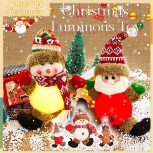 LED Snowman Elk Santa Claus Doll Christmas Luminous Toy Xmas Tree Decoration Hanging Ornament Gift
