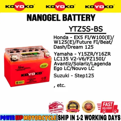 YTZ5S-BS YTZ5S BT4 KOYOKO NANOGEL BATTERY EX5 FI W125 FUTURE DASH EGO NOUVO LC135 V2-V6 Y15ZR Y16 YUASA KING BATERI GEL