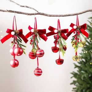 MAOMEI Treo dây chuyền hình cây thông Noel Hình nơ Âm thanh rõ ràng Chuông treo trang trí cây thông Noel Sáng tạo Cổ điển Quả châu trang trí Giáng sinh Trang trí ngày lễ