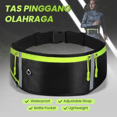 Tas Pinggang Olahraga Lari Waterproof Running Waist Bag berbahan poliester Panjang Total 74-88 cm
