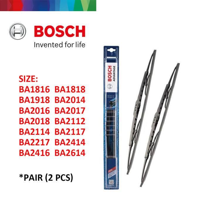 Bosch Advantage Wiper Blade U Hook Type Pair 2 Pcs Lazada