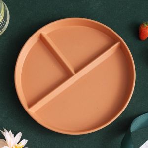 URBAG Three-Compartments Divided Plate Eco-Friendly Wheat Straw Anti-fall Plastic Baby Tableware Eco-Friendly Reusable Children Dishes Household