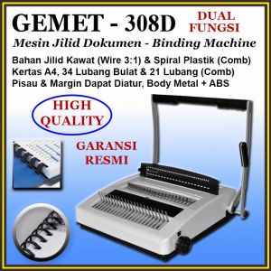 GEMET 308D Mesin Jilid Spiral Plastik & Kawat 3:1 A4 | Official Store