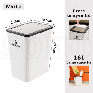 SOHO Trash Can 16L Large Capacity Press Trash Bin New Kitchen and Bathroom Thick and Solid Durable Garbage Can with Cover