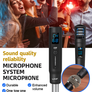 Sound quality reliability microphone system microphone Durable one tow one Enhanced volume Good stability Wireless microphone transmission system Receiver Intelligent