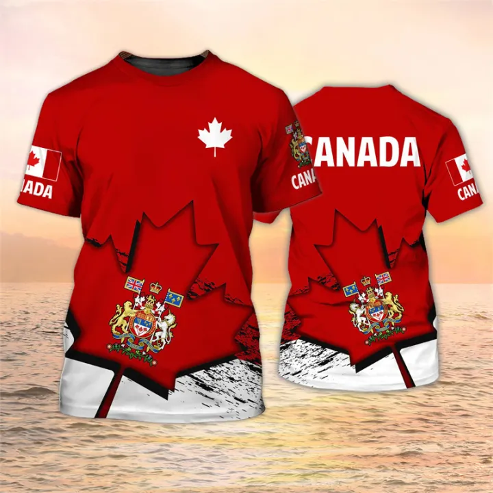 Canada T Shirts Canadian Flag Emblem Maple Leaf 3D Print T-shirt Streetwear Fashion Oversized ...