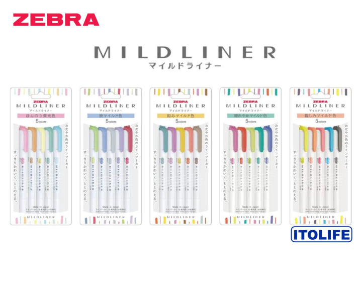 Zebra Fluorescent Pen Mild Liner Natural Mild 5 Color Set WKT7-5C