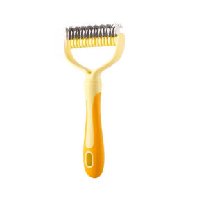 Pet Dematting Brush Deshedding Comb Pet Grooming Tool Removes Loose Fur and Tangles Gentle on Skin Stainless Steel Bristles Dog Cat Hair Brush