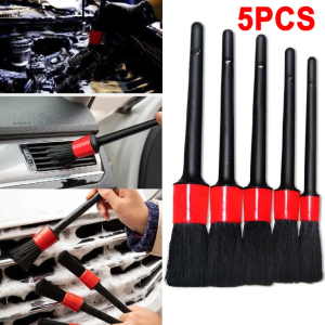 HOL 5PCS Dense Boars Hair Car Detailing Brushes Different Sized Car Detail Brushes Tools Car Cleaning Air Vents Wheels Dashboard Air Outlet Clean Brush Car Wash Accessories